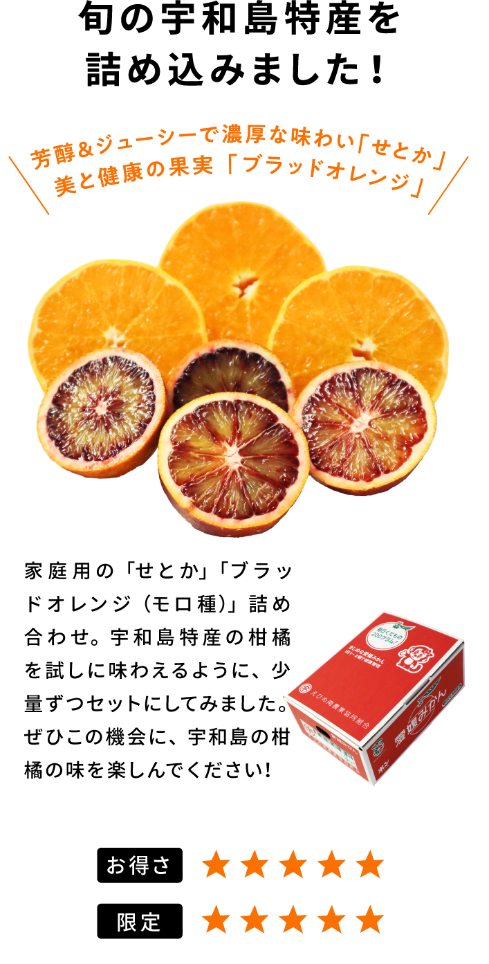 宇和島みかん オンラインショップ 個数限定 旬の宇和島特産 せとか ブラッドオレンジ の詰め合わせセット